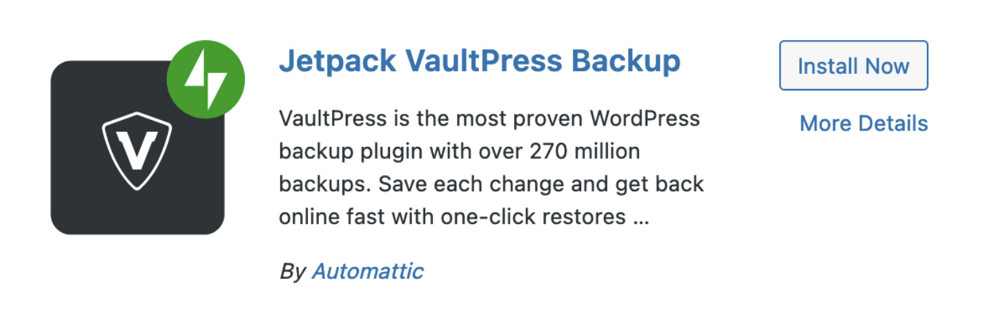Kopia zapasowa Jetpack VaultPress w repozytorium wtyczek WordPress