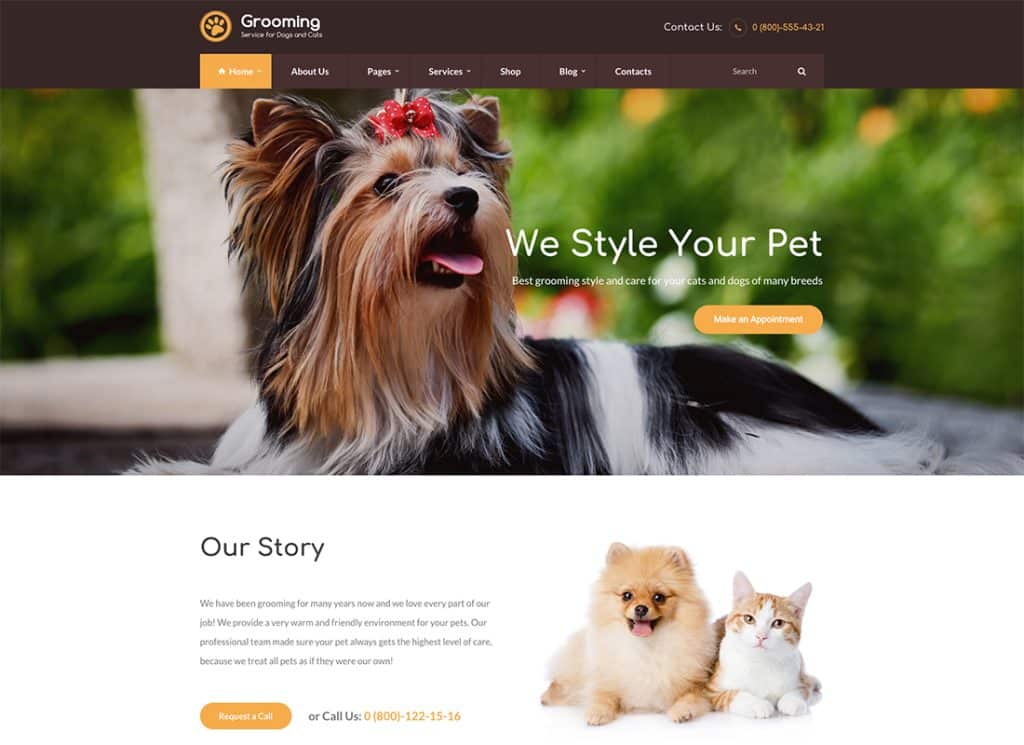 Grooming - Tema WordPress Toko Hewan Peliharaan & Dokter Hewan