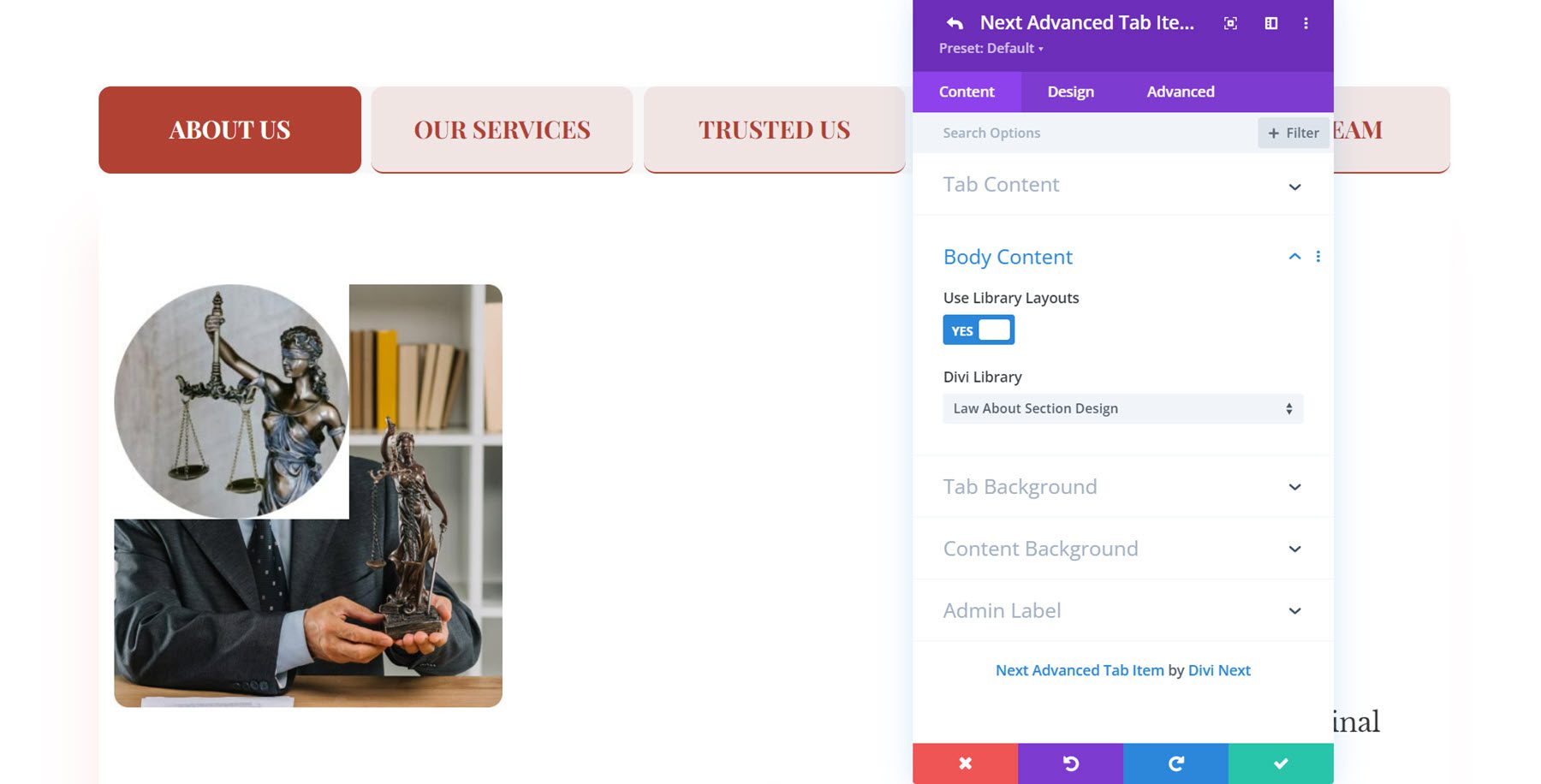 Konten Tubuh Tab Tingkat Lanjut Divi Essential