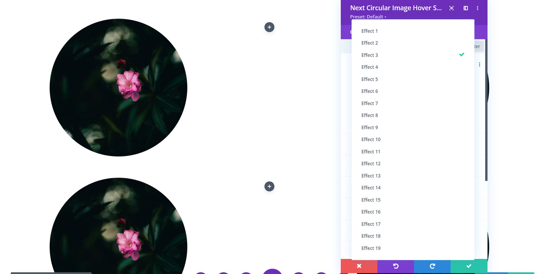 Efek Melayang Gambar Melingkar Divi Essential