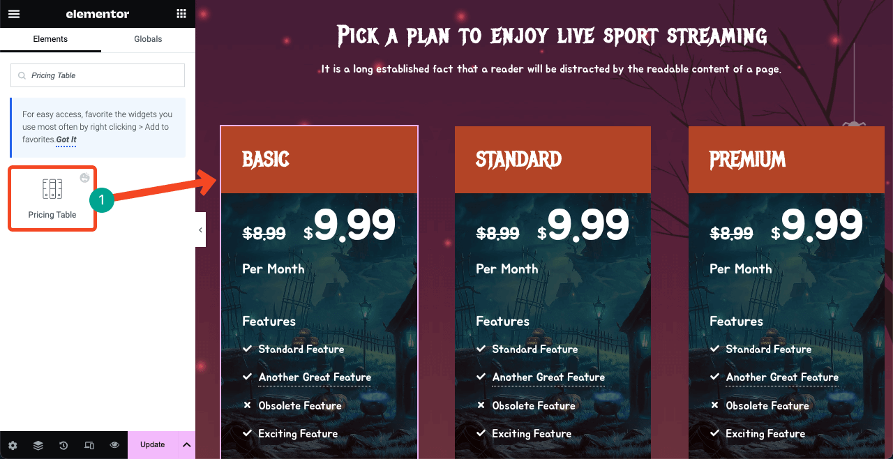 Harika Cadılar Bayramı Açılış Sayfası Fikirleriyle Cadılar Bayramı Web Sayfası Nasıl Tasarlanır 17 Add a pricing table to the Halloween page
