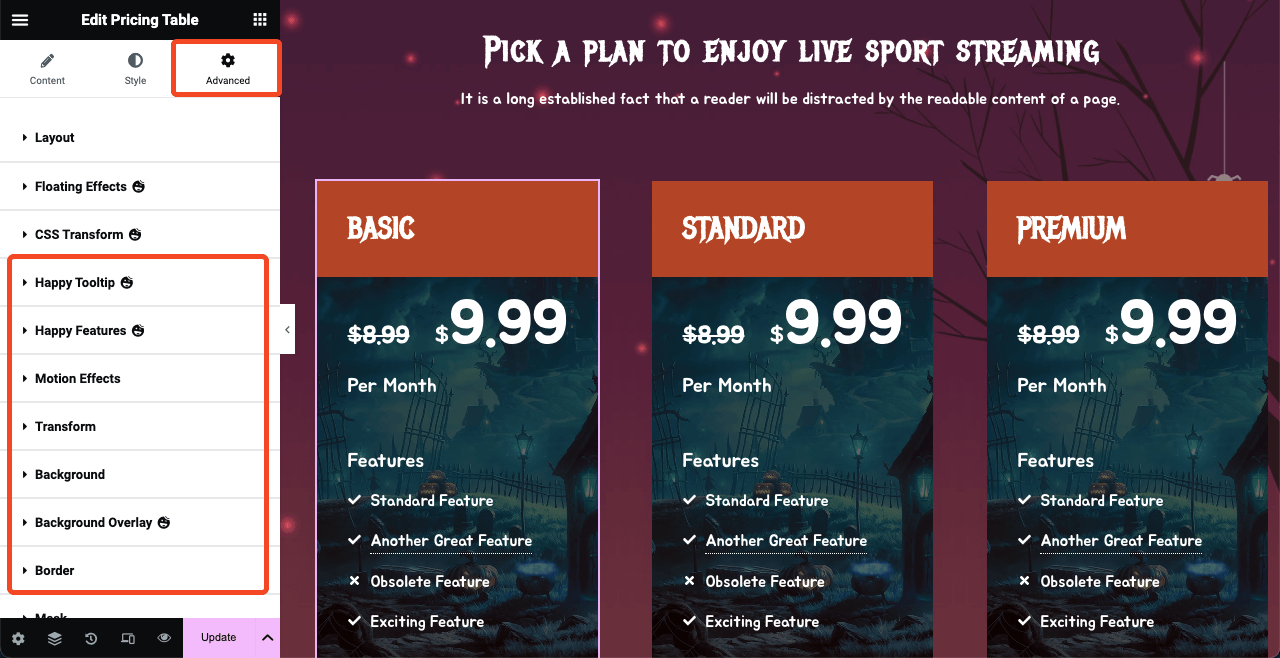 Harika Cadılar Bayramı Açılış Sayfası Fikirleriyle Cadılar Bayramı Web Sayfası Nasıl Tasarlanır 19 Further customization options for the pricing table