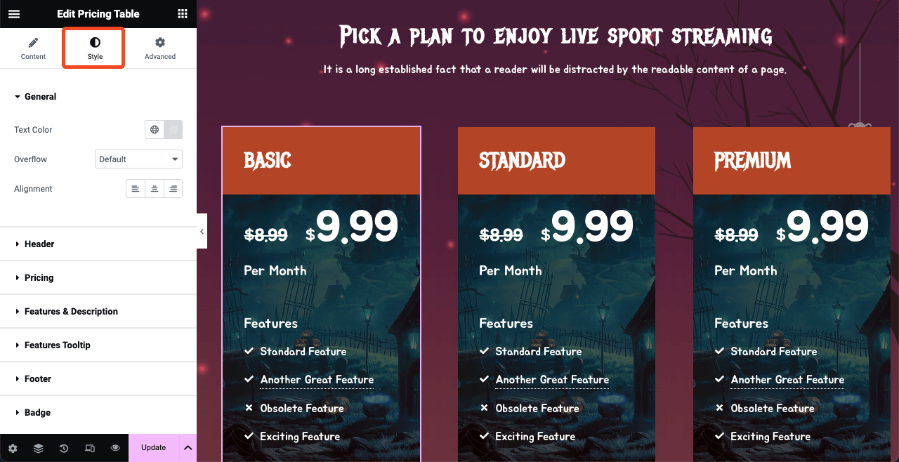 Harika Cadılar Bayramı Açılış Sayfası Fikirleriyle Cadılar Bayramı Web Sayfası Nasıl Tasarlanır 18 Customize the pricing table font