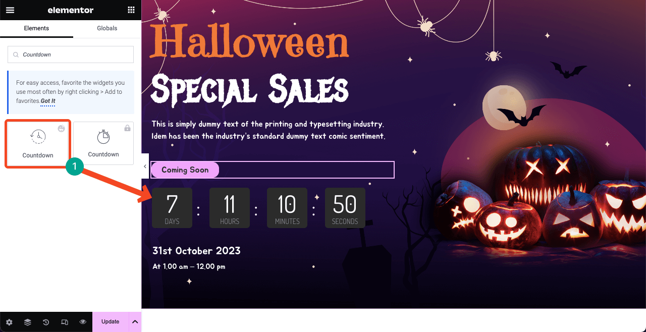 Harika Cadılar Bayramı Açılış Sayfası Fikirleriyle Cadılar Bayramı Web Sayfası Nasıl Tasarlanır 10 Add a countdown timer