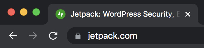 Güvenli bir bağlantıyla jetpack.com için SSL'yi doğrulayan asma kilit simgesi.