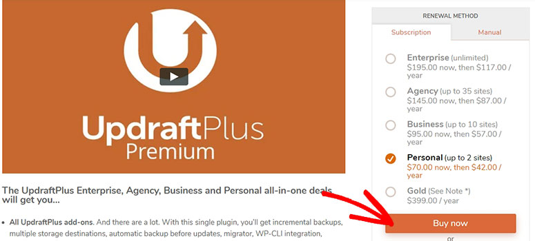 UpdraftPlus Acquista ora - IsItWP - Rilevatore di temi WordPress gratuito UpdraftPlus Buy Now
