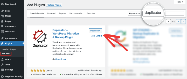 installa il plugin duplicatore - IsItWP - Rilevatore di temi WordPress gratuito install duplicator plugin