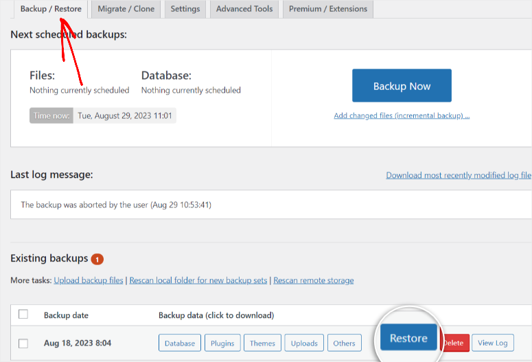 updraftplus-restore - IsItWP - Rilevatore di temi WordPress gratuito updraftplus restore
