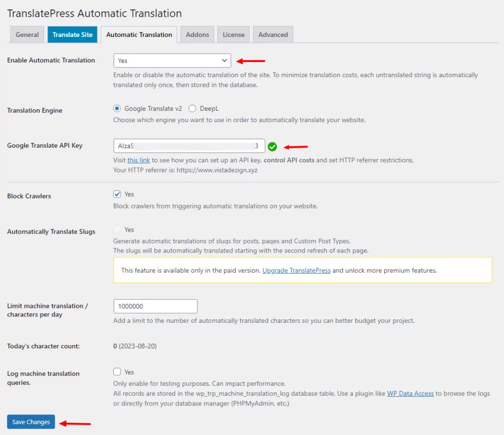 Translatepress Google Translate terjemahan otomatis