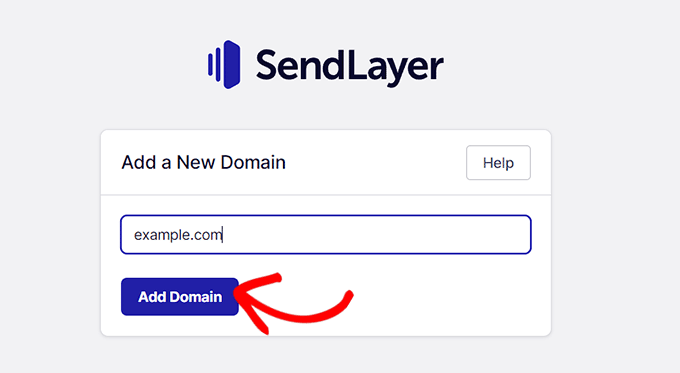 Adicione seu nome de domínio para conectá-lo ao SendLayer Add your domain name to connect it with SendLayer