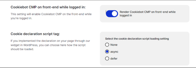 habilitar cookiebot para usuários logados Enable Cookiebot for logged in users