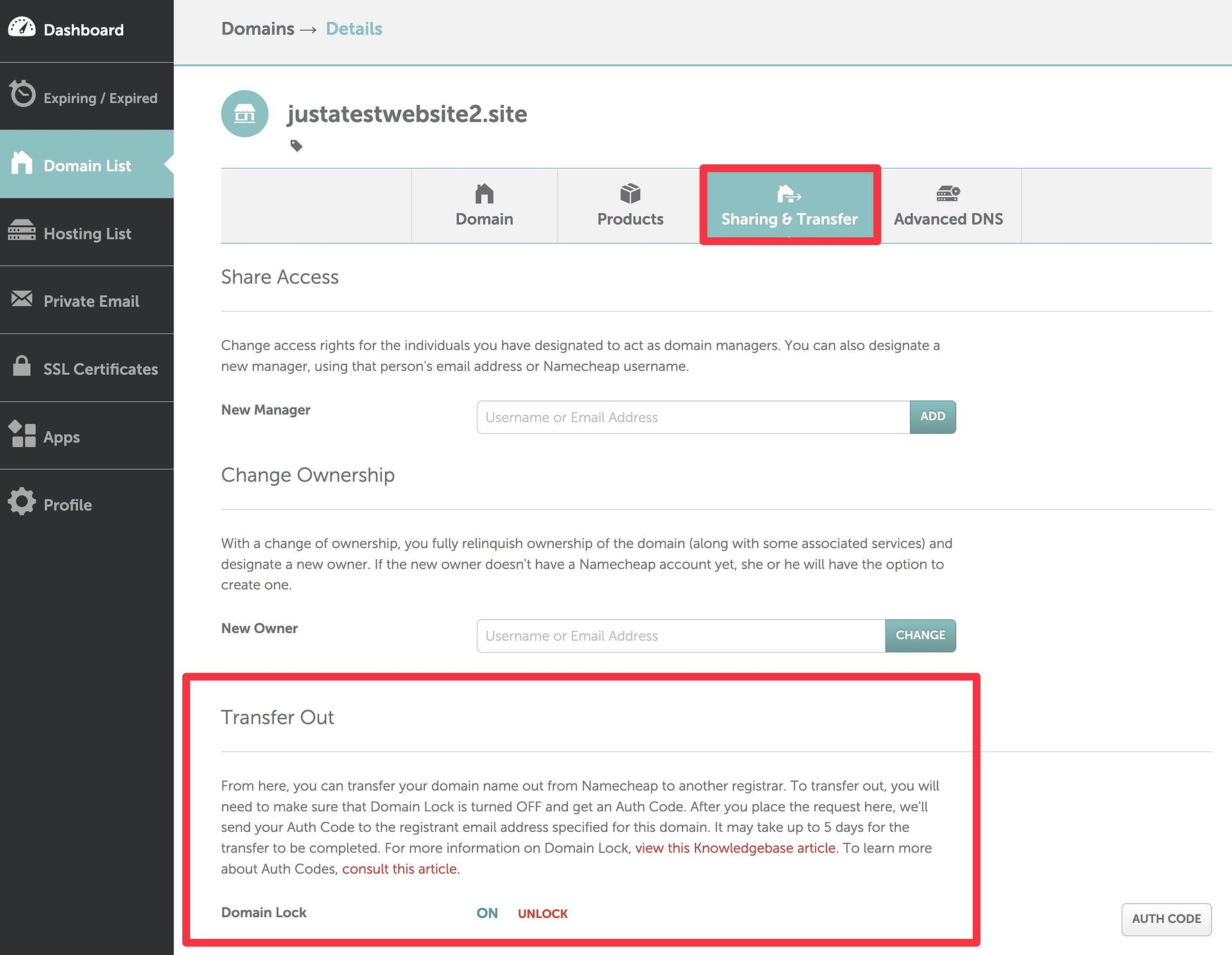Utilisation de Registrar Lock pour la protection du domaine.
