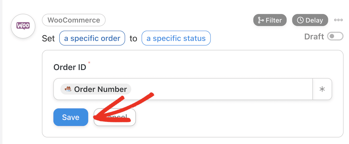 Save order number as order ID