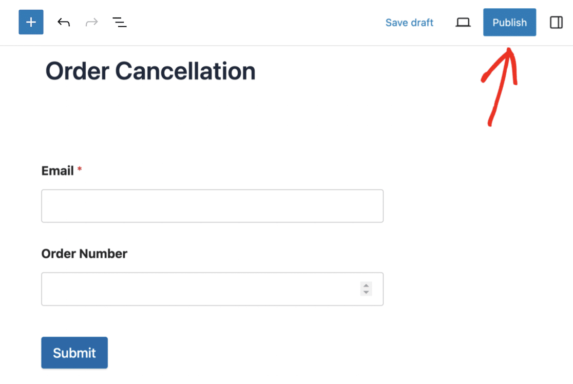 Publish order cancellation form