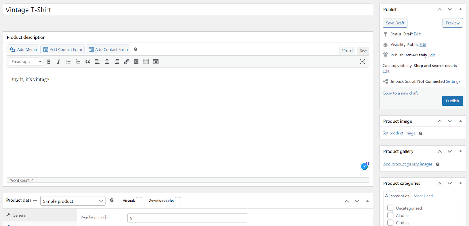 создание нового продукта в WooCommerce