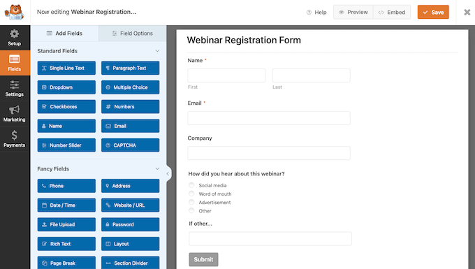 Menambahkan formulir pendaftaran webinar ke website atau blog menggunakan WPForms Adding a webinar registration form to a website or blog using WPForms