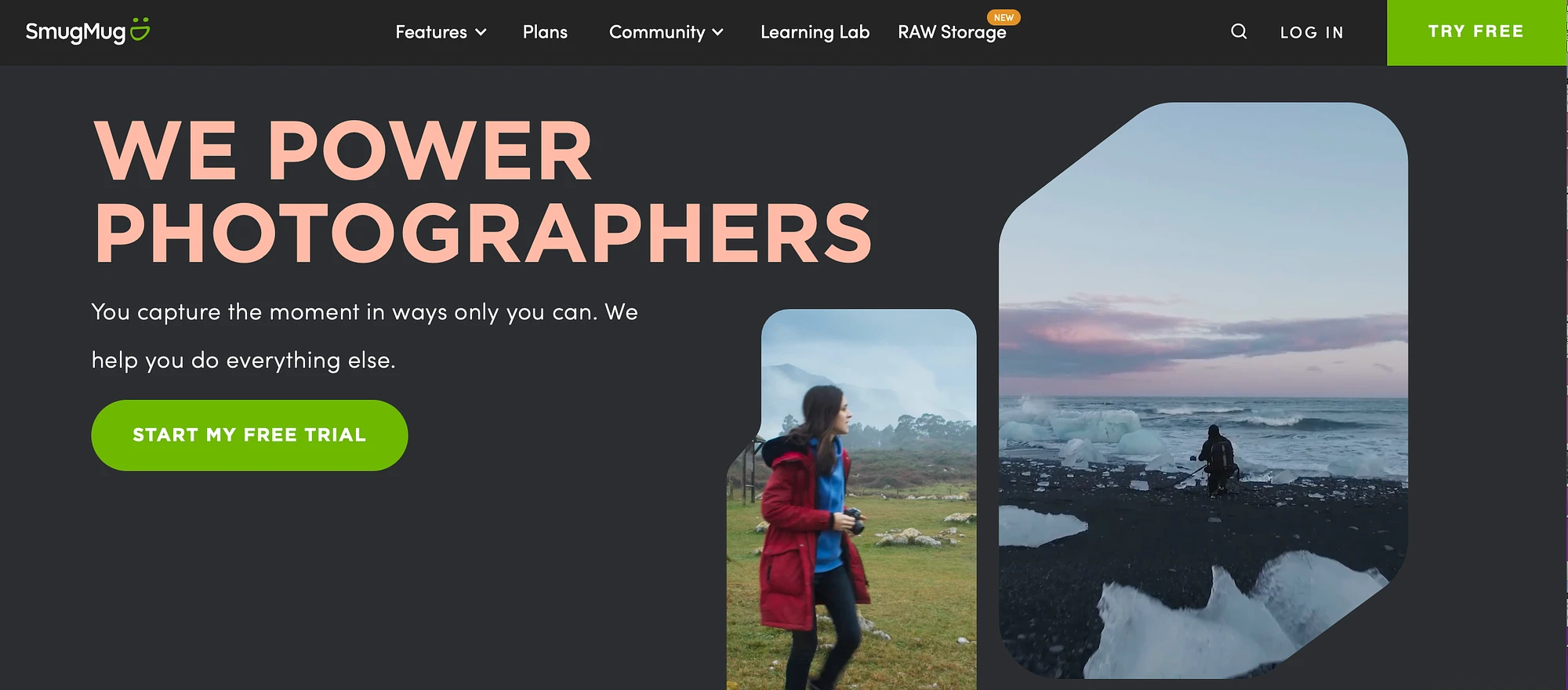 Beranda hosting fotografi SmugMug.