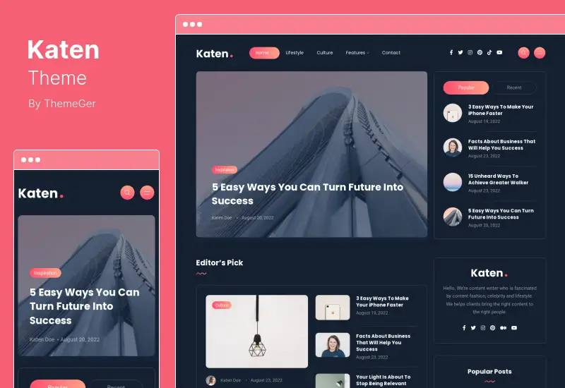 Katen 테마 - 블로그 및 잡지 WordPress 테마