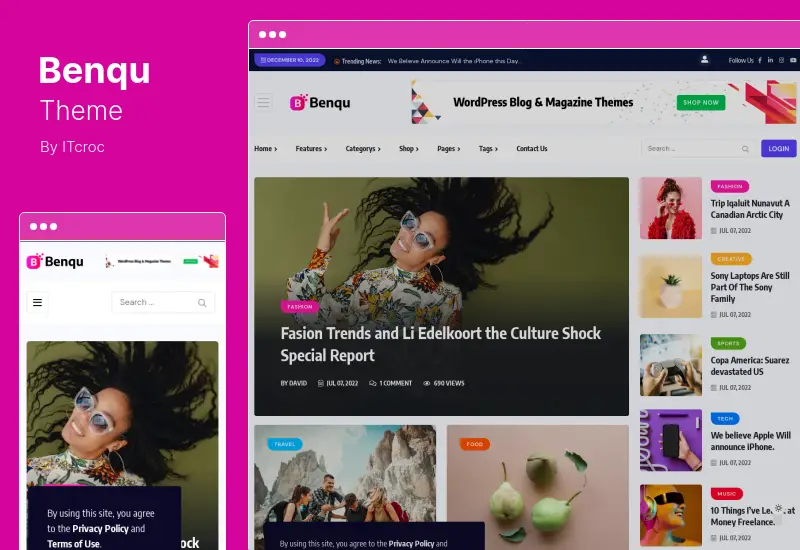 Benqu 테마 - 뉴스 매거진 WordPress 테마