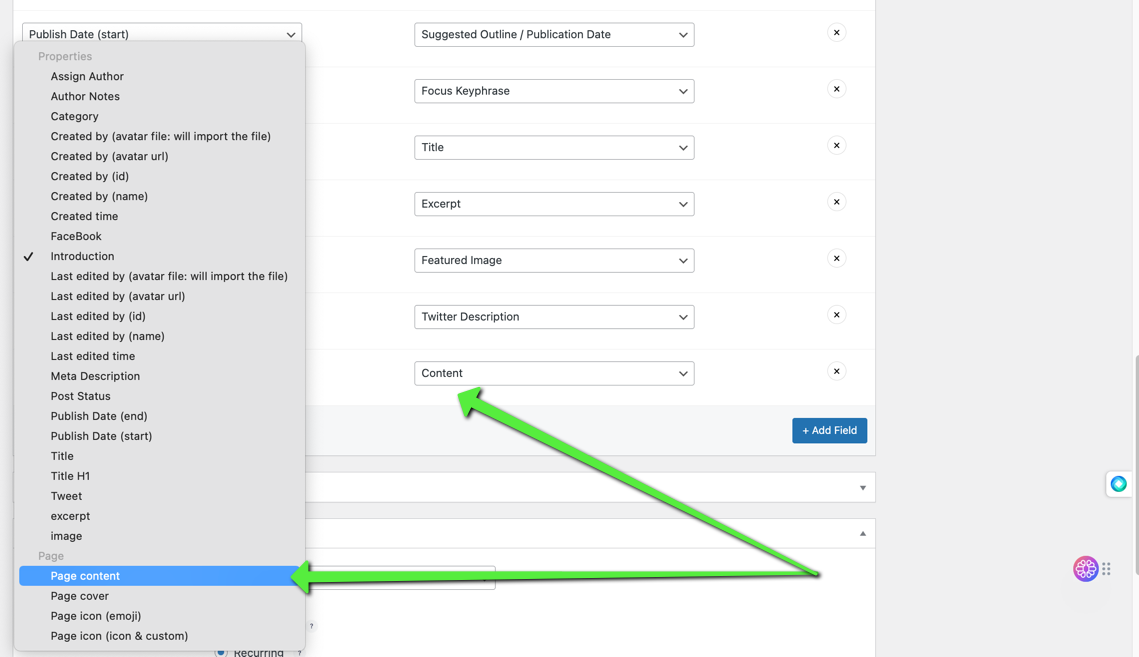 Notion vers WordPress : mappage des champs
