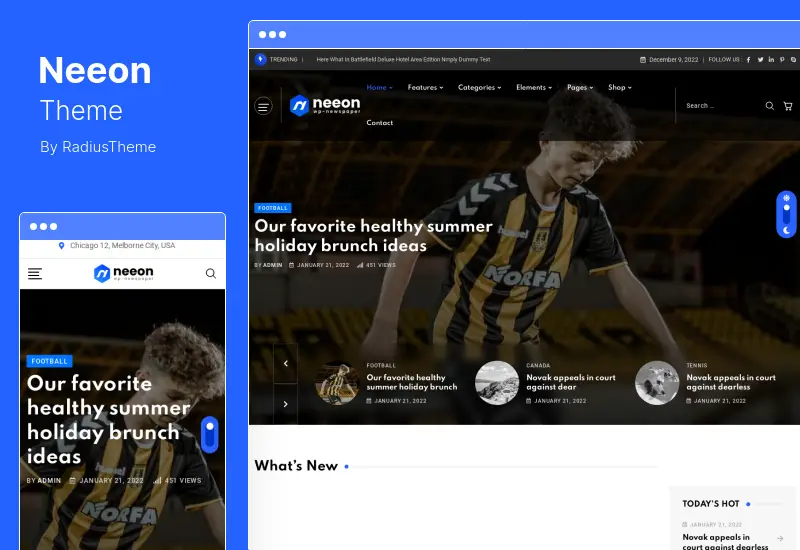 Neeon 테마 - 뉴스 매거진 WordPress 테마