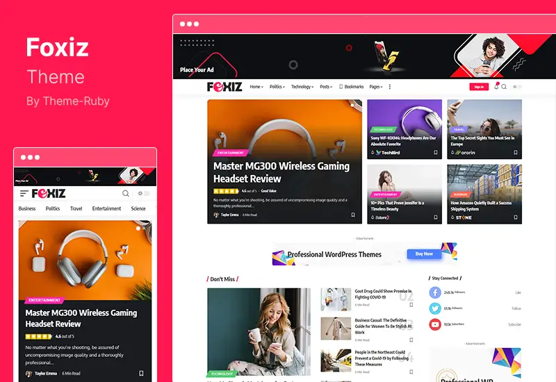 Foxiz 테마 - 신문 뉴스 및 잡지 WordPress 테마