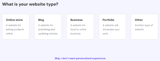 เลือกประเภทเว็บไซต์ของคุณ Select your website type