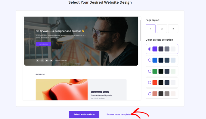 เลือกการออกแบบเว็บไซต์ Select a website design