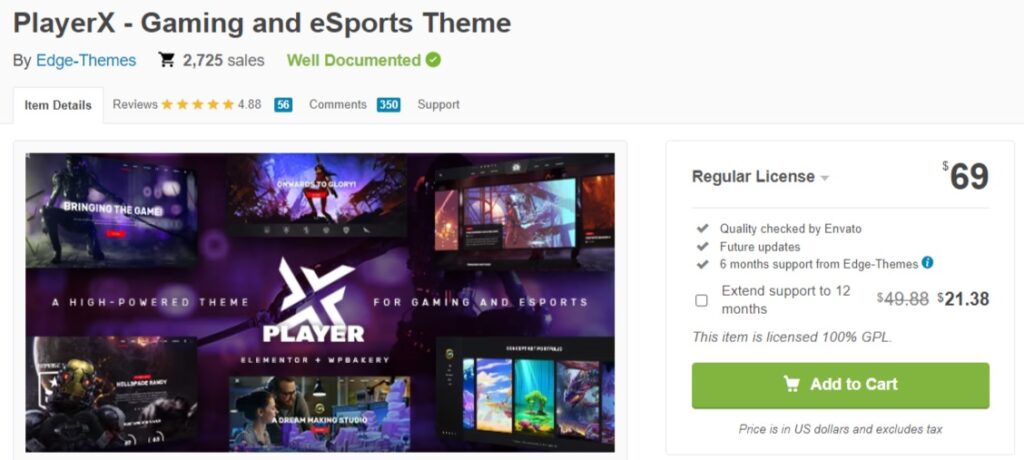 tema wordpress game playerx