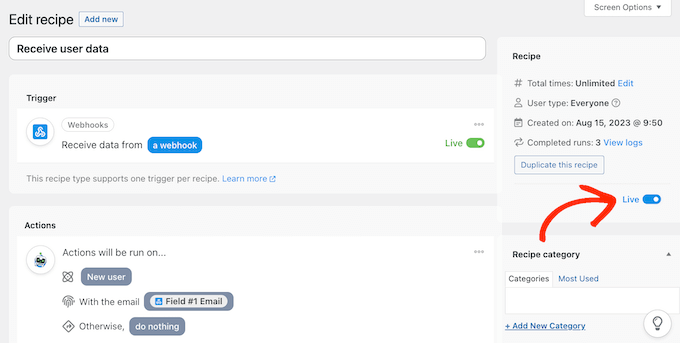 Publicando una receta de Uncanny Automator Publishing an Uncanny Automator recipe