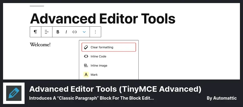 Plugin Strumenti editor avanzati: introduce un blocco "Paragrafo classico" per l'editor a blocchi