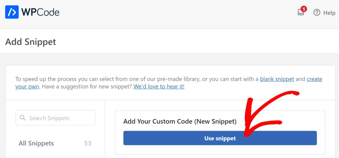 Add your custom code snippet