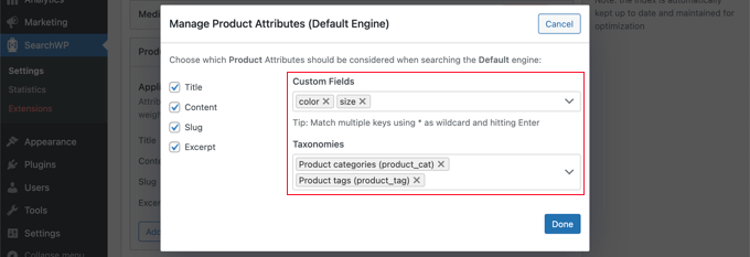 カスタムフィールドとタクソノミーを検索エンジンに追加する Add Custom Fields and Taxonomies to the Search Engine