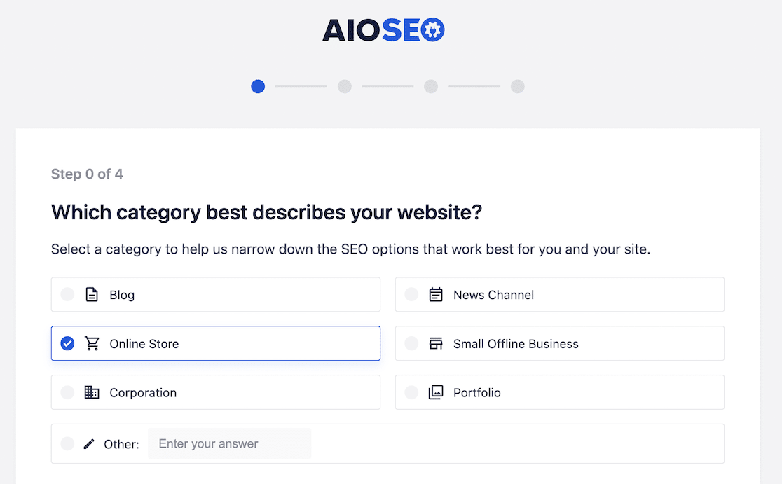 AIOSEO setup wizard