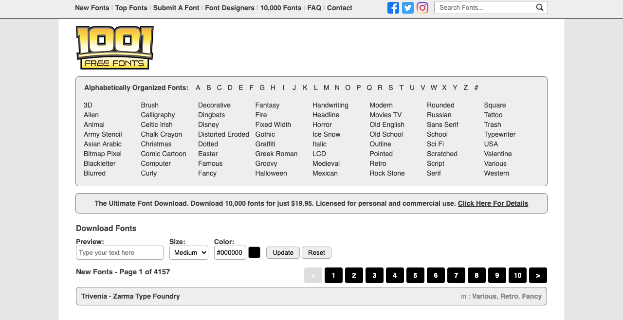 I posti migliori per ottenere caratteri gratuiti per la progettazione Web (oltre 10 siti Web) 12 1001 Free Fonts
