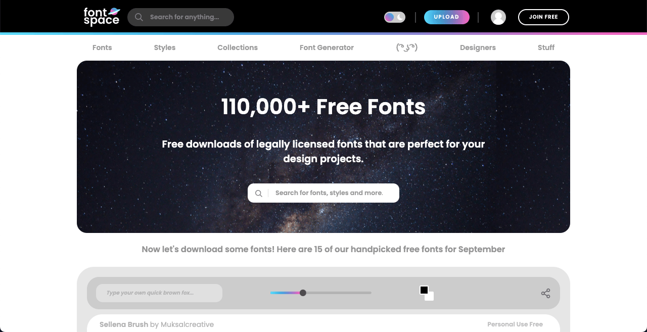 I posti migliori per ottenere caratteri gratuiti per la progettazione Web (oltre 10 siti Web) 4 Font Space
