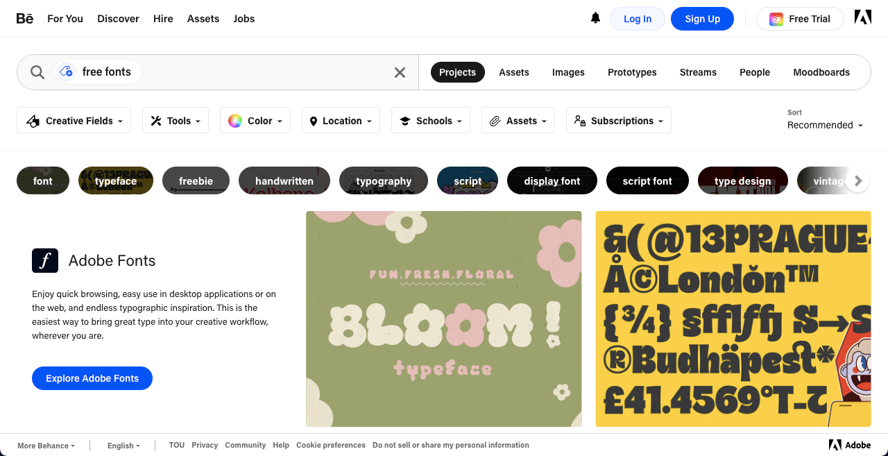 I posti migliori per ottenere caratteri gratuiti per la progettazione Web (oltre 10 siti Web) 11 Behance