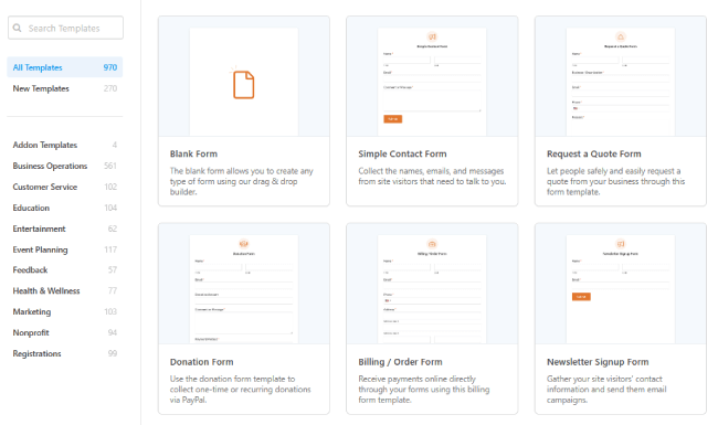 Modelli WPform WPforms templates
