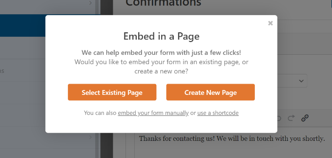 Intégrer un formulaire dans une page Embed a form in page