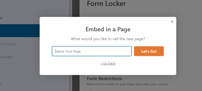 Entrez le nom de votre nouvelle page Enter name for your new page
