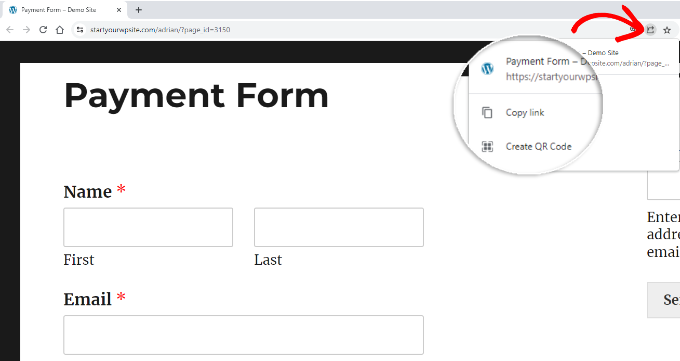 Cliquez sur l'icône de partage dans Chrome Click the share icon in chrome