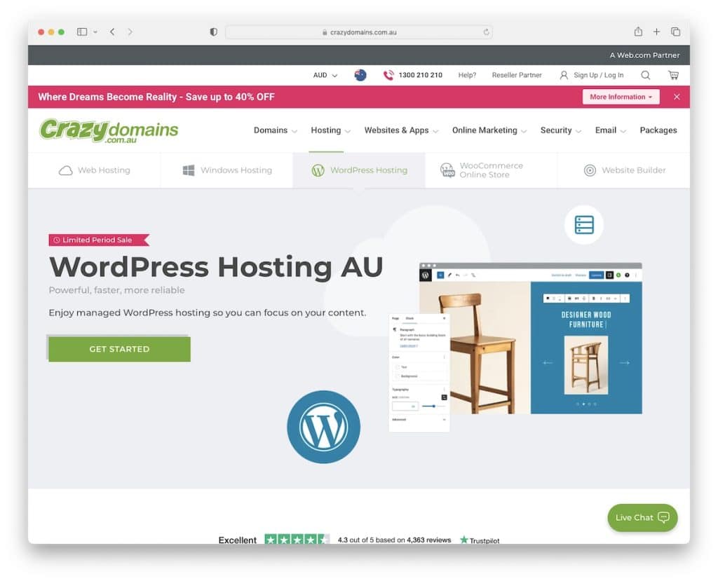 オーストラリアのクレイジードメインWordPressホスティング