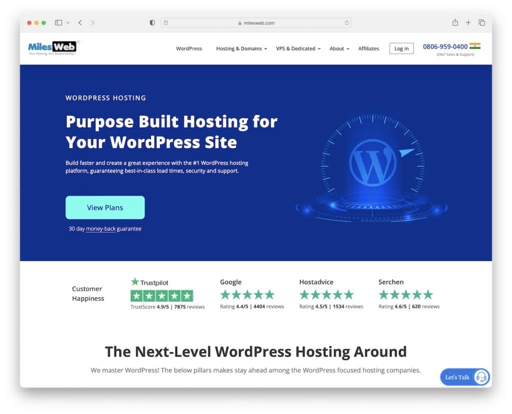 alojamiento de wordpress de milesweb en la india