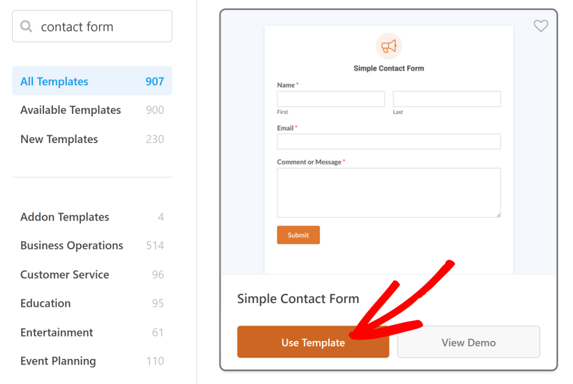 Use Contact Form Template