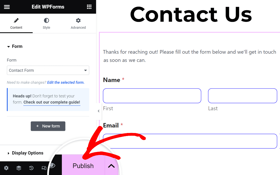 Elementorページの公開ボタン