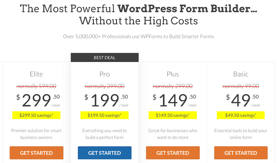 WPForms Pricing Page 2023
