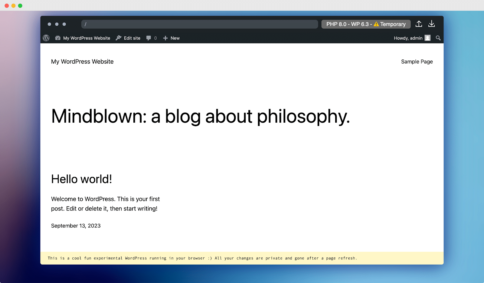 Loc de joacă WordPress WordPress Playground