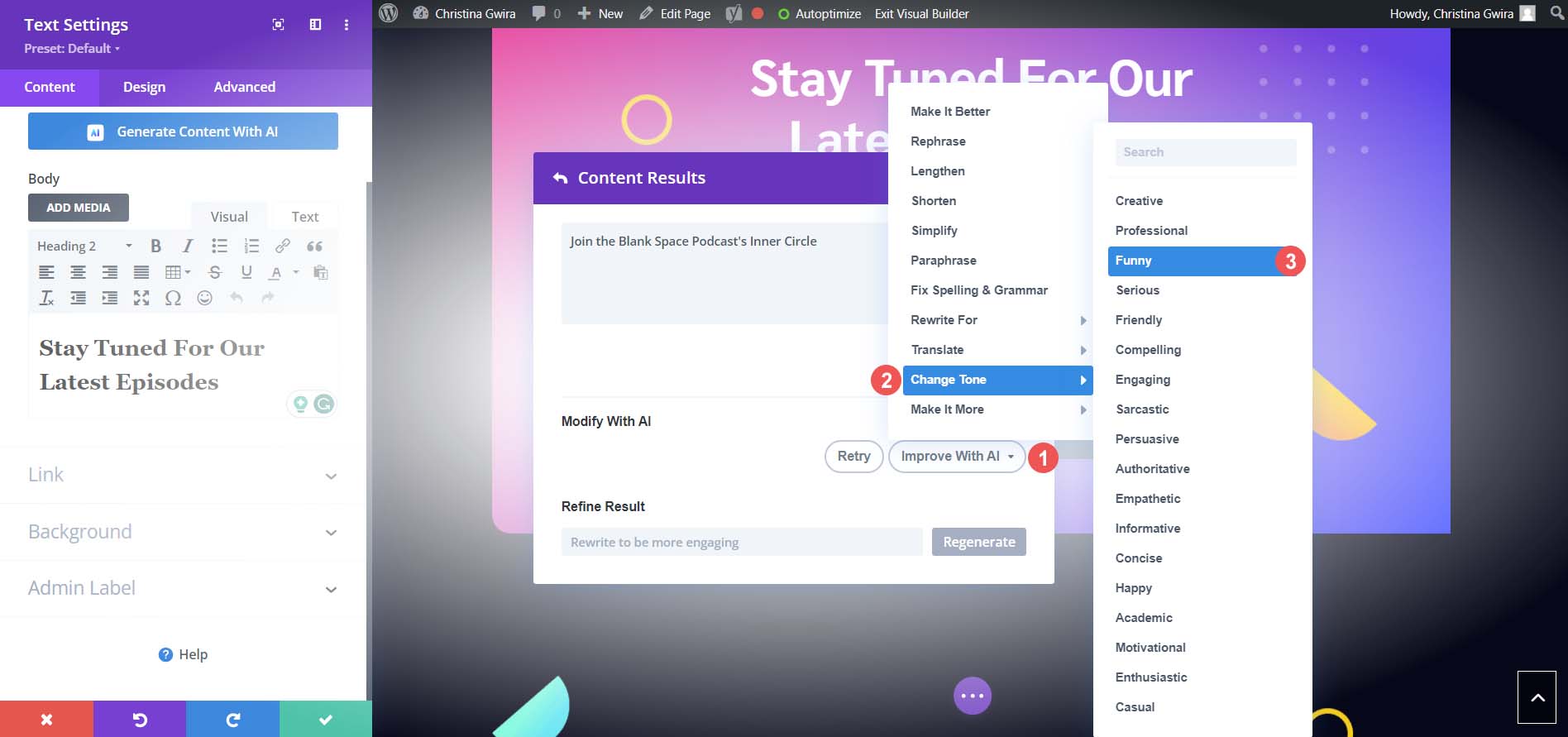 Verbessern Sie den Call-to-Action-Titel mit Divi AI