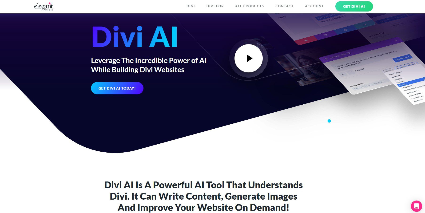 最優秀 WordPress コンテンツ ライター - Divi AI ヒーロー部門
