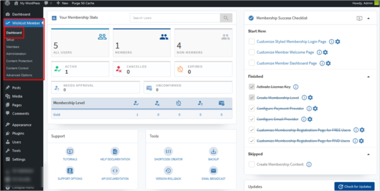 lista życzeń-członek-dashboard - IsItWP - Darmowy wykrywacz motywów WordPress wishlist member dashboard